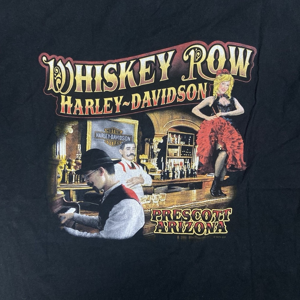 Harley Davidson T-Shirt Size XL Black Prescott Arizona Whiskey Bar Biker Graphic - Picture 5 of 11